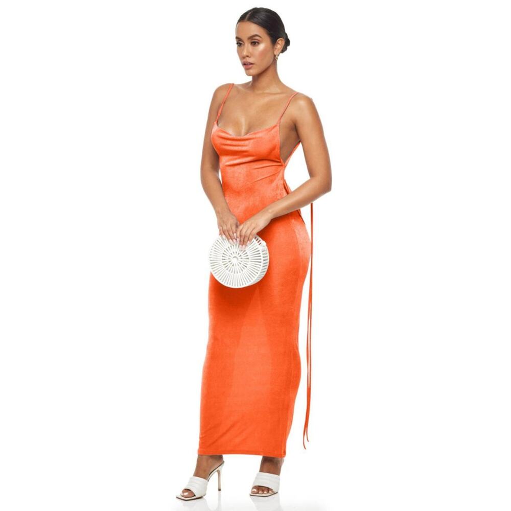 YG COLLECTION: Brandi Backless Maxi Dress - Orange